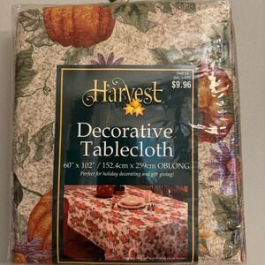 Vintage Holiday Home Harvest Brand‎ Pumpkin Fall Oblong Tablecloth 60" x 102"19